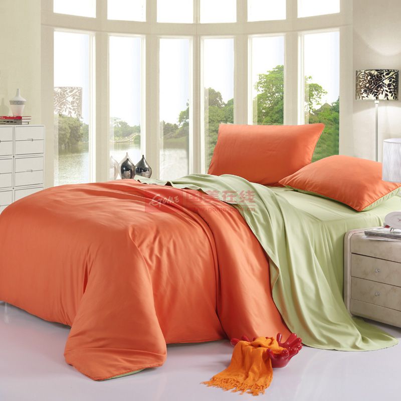 美丽坊 聚酯纤维四件套床单式素色磨毛 床品件套四件套