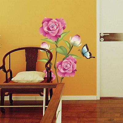 省心 彩色鲜花绽放平面墙贴植物花卉 墙贴