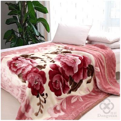 栋轩 2%-3%拉舍尔毛毯优等品冬季植物花卉现代中式 毛毯