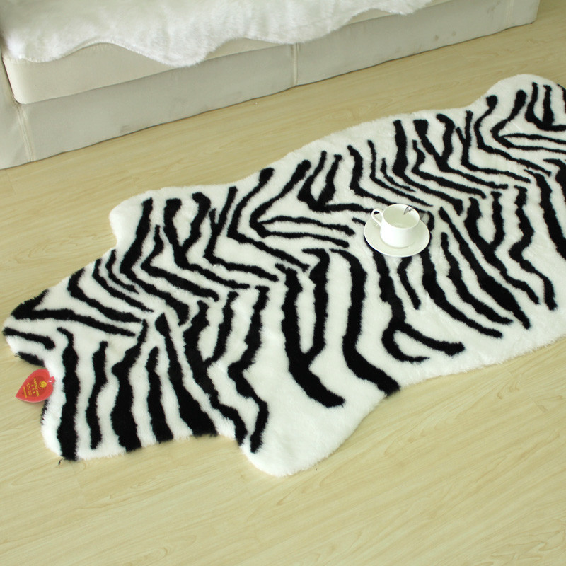 菲诗澜 黑白色棕白色斑马纹混纺日式条纹日韩机器织造 地毯