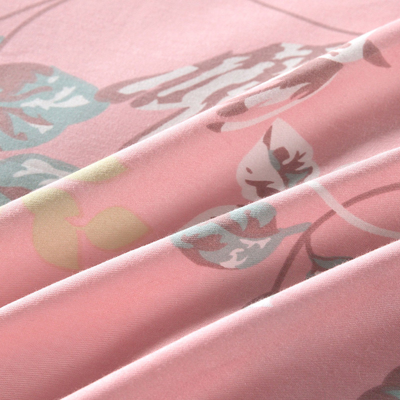 米兰娜 田园绗缝活性印花斜纹植物花卉床笠式韩式风 床品件套四件套