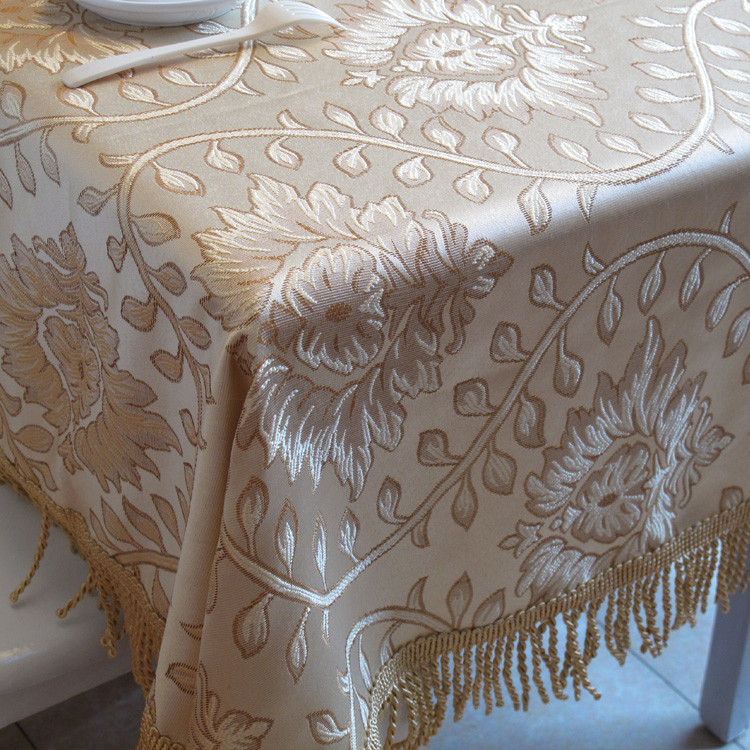 满缘 金色布植物花卉欧式 桌布