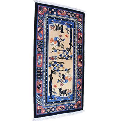 龙禧 花色红色深蓝色羊毛明清古典风景长方形中国风手工织造 地毯