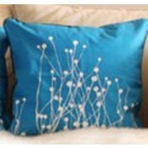 白色天蓝色布靠垫套/抱枕套植物花卉简约现代 抱枕