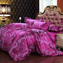 活性印花欧式天丝荷叶边提花贡缎植物花卉床单式欧美风 床品件套四件套