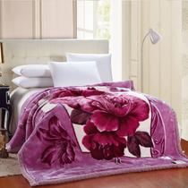 褐色红色紫色拉舍尔毛毯冬季植物花卉简约现代 毛毯