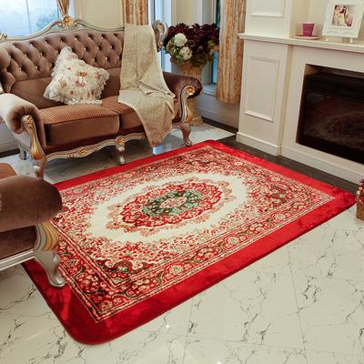Bosstyle 红色咖色混纺简约现代几何图案长方形欧美机器织造 地毯