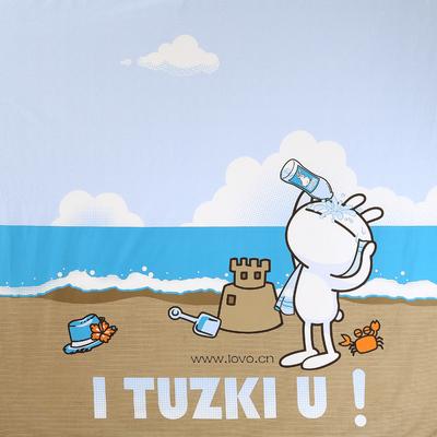 lovo 兔斯基-海滩度假活性印花斜纹卡通动漫床单式卡通风 床品件套四件套