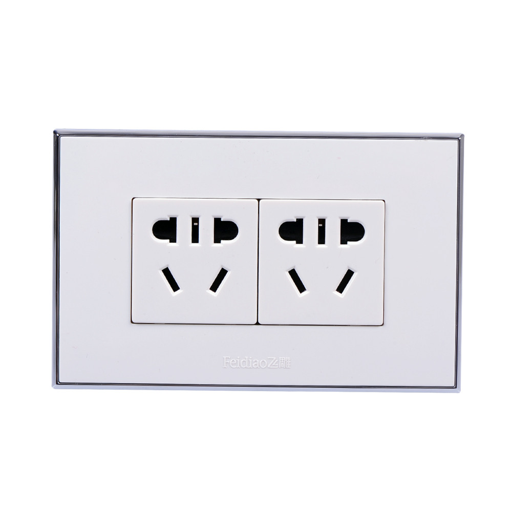 飞雕 雅白118型三三插10a a9-b-118(铂晶) 二位小五孔插座价格,图片,