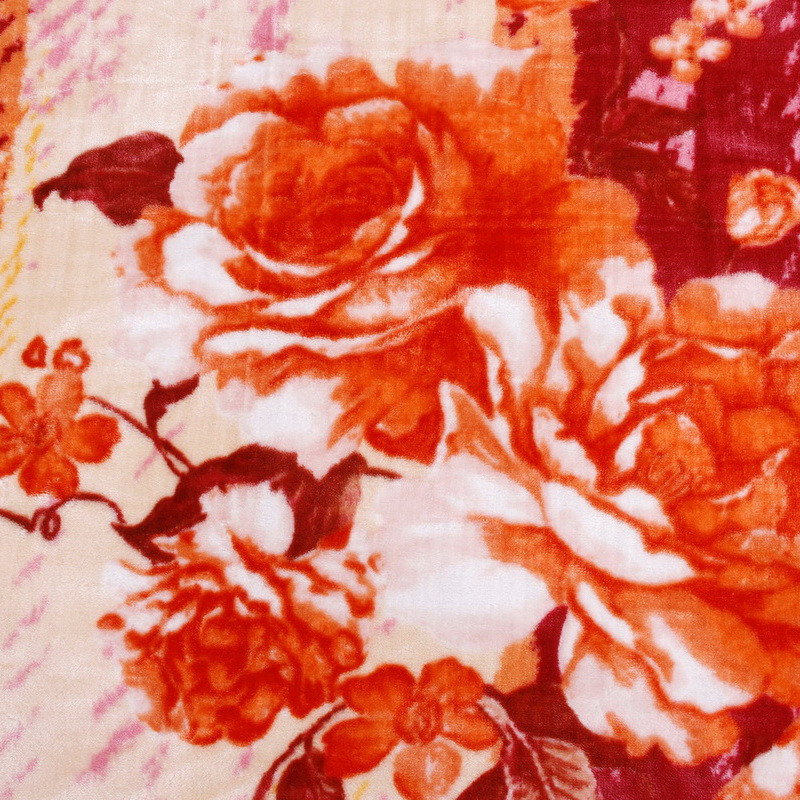 维科 并蒂花开4%拉舍尔毛毯冬季植物花卉现代中式 毛毯