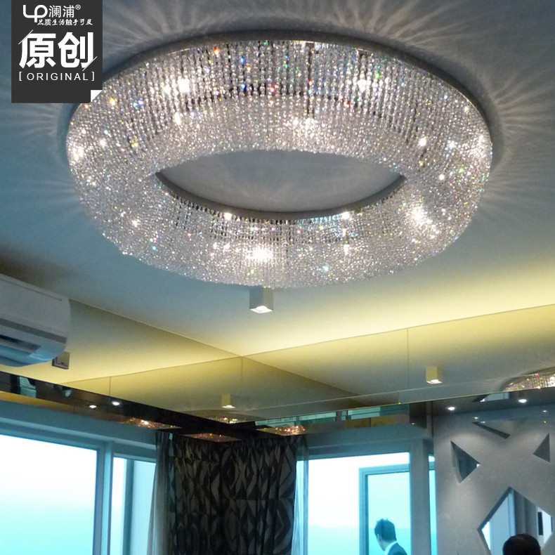 澜浦 水晶不锈钢简约现代镂空雕花圆形LED 吸顶灯