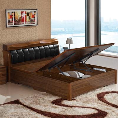 安惠 乌金木色框架结构组装式箱体床现代中式 床