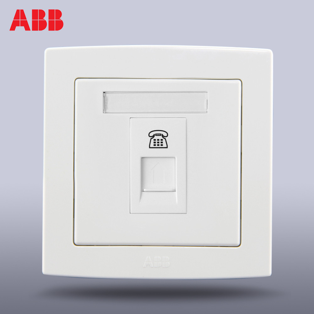 ABB 雅白86型单电话 德韵直边AL321白色插座