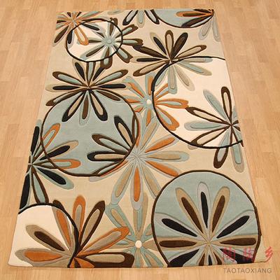 陶陶乡 花化纤田园腈纶叶子长方形日韩手工织造 地毯