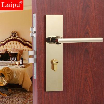 莱普 通用型拉丝不锈钢pvd金色锁室内门锁大门双锁舌 锁具