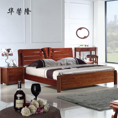 华馨隆 储物箱体床标准单体床榆木组装式架子床现代中式雕刻 床