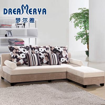 梦尔雅 组合L形木质工艺桦木多功能化纤简约现代 沙发
