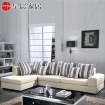 L形木质工艺绒质海绵简约现代 沙发