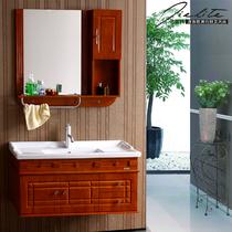 橡木一体陶瓷盆E1级现代中式 JLT-1095浴室柜