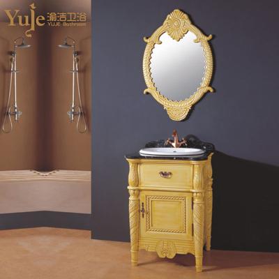 渝洁 橡胶木含带配套面盆大理石台面E0级欧式 YJD1521浴室柜
