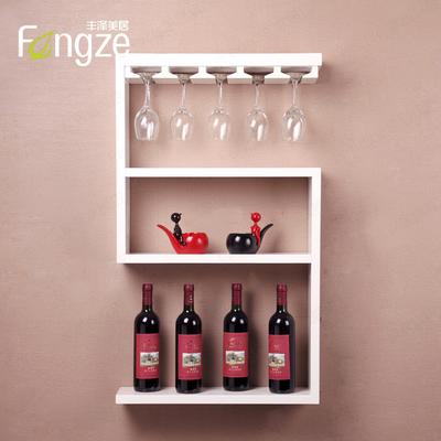 Fengze 胡桃色酒红色黑色白色木质工艺桦木拆装悬挂田园 酒架