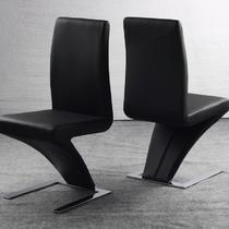 黑色白色金属钢皮革移动成人简约现代 餐椅