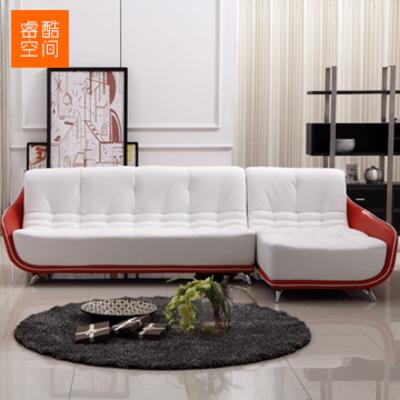 睿酷空间 接触面真皮L形木质工艺拼板海绵简约现代 沙发
