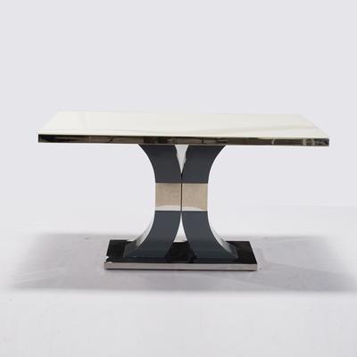 绿芝岛 一桌四椅组合餐桌金属组装不锈钢玻璃支架结构多功能抽象图案长方形简约现代 餐桌