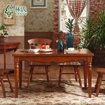 楸木色组装支架结构长方形美式乡村 餐桌