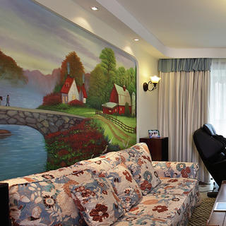 140平地中海三居室装修沙发背景墙图片