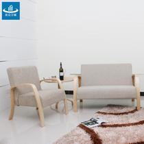 实木中密度泡沫海绵艺术成人简约现代 QZ-Y1491双人沙发椅