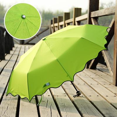 尚语 银胶手动碰击布晴雨伞三折伞 遮阳伞