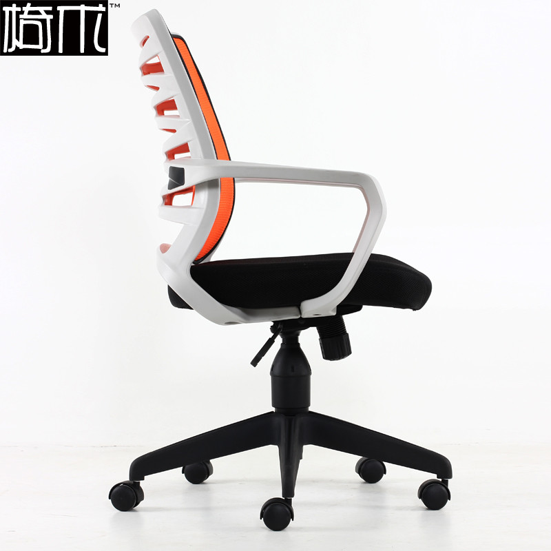 椅术 果绿色黑色灰色橙色塑料ABS固定扶手尼龙脚网布 电脑椅