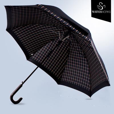 水艺品 黑色深蓝色黑胶半自动碰击布雨伞长柄伞成人 遮阳伞