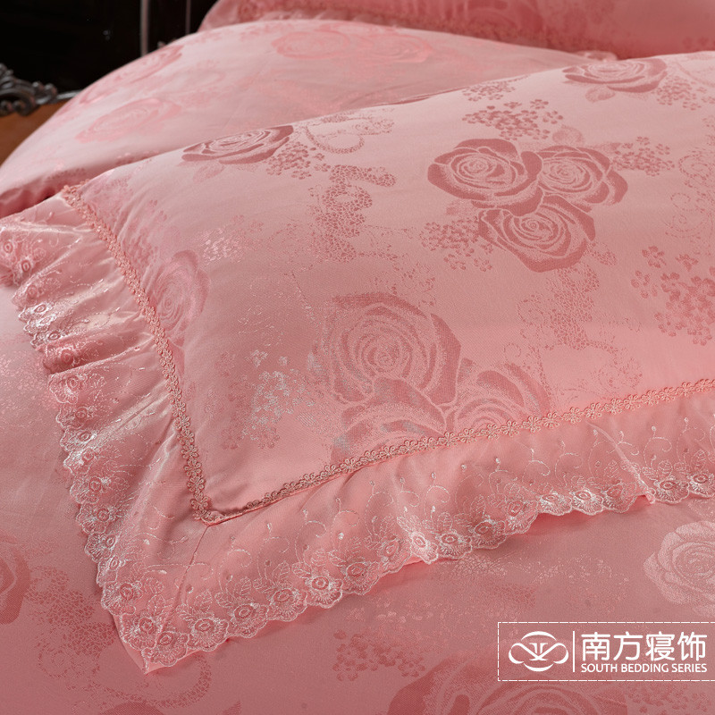 南方寝饰 混纺提花植物花卉床单式公主风 床品件套四件套