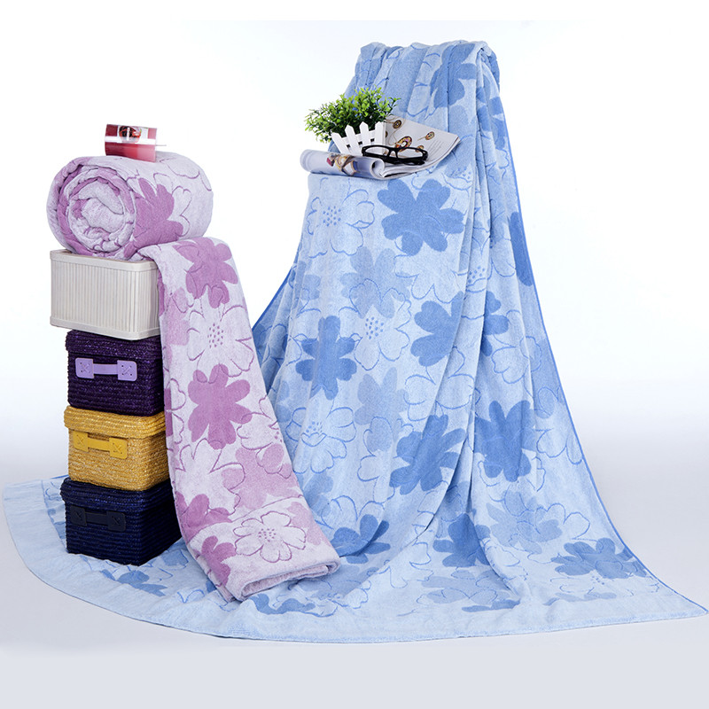 喜盈门 粉色蓝色毛巾毯一等品夏季植物花卉田园 毛毯