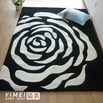 溢美 化纤可手洗简约现代腈纶植物花卉长方形欧美手工织造 地毯
