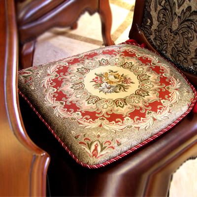 圣美绮 12A-红色宫廷椅垫布植物花卉欧式 坐垫