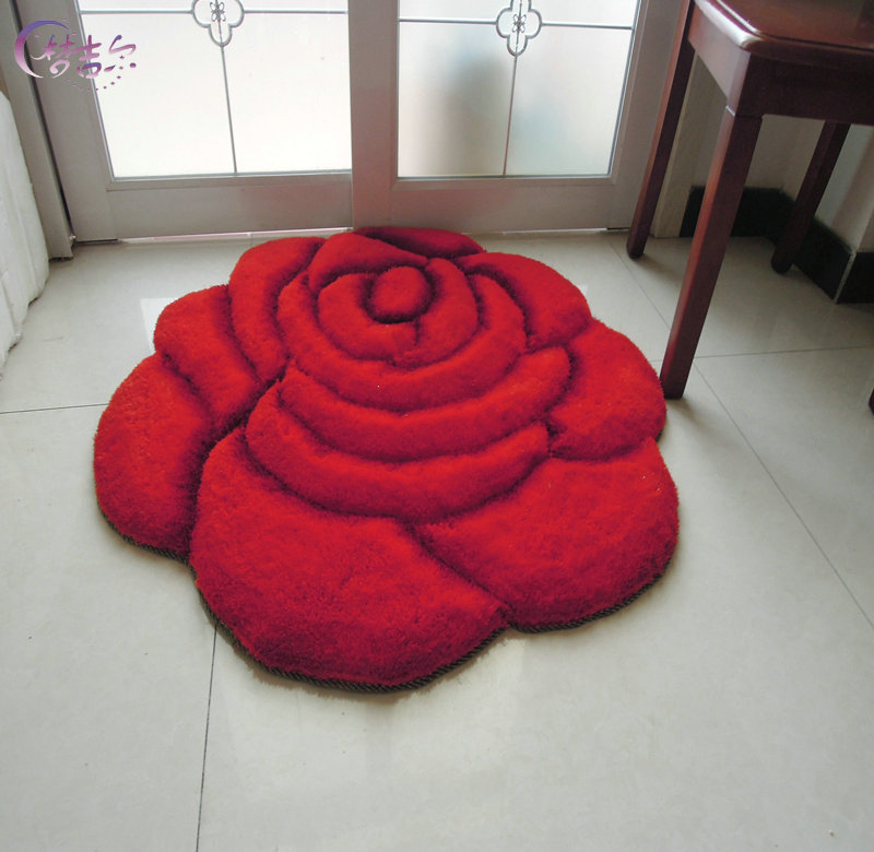 梦吉尔 红色化纤美式乡村涤纶植物花卉欧美机器织造 地毯