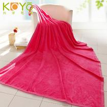 玫红珊瑚绒毯春秋纯色简约现代 毛毯