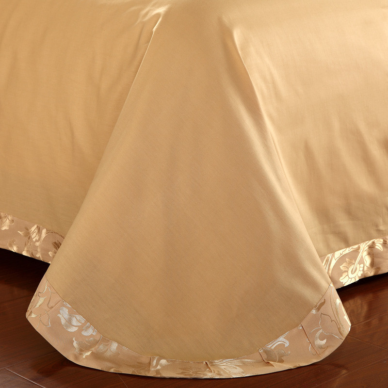 杉杉 欧式贴布绣荷叶边提花贡缎纯色床单式欧美风 床品件套四件套