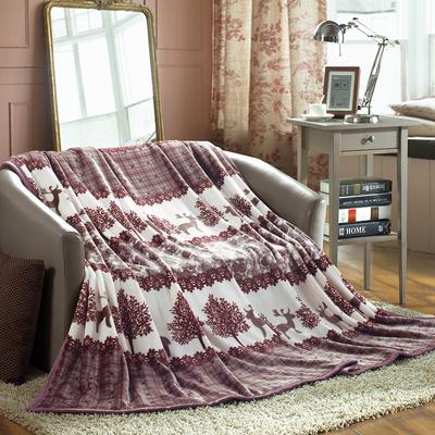 完美紫馨 珊瑚绒毯冬季植物花卉欧式 毛毯