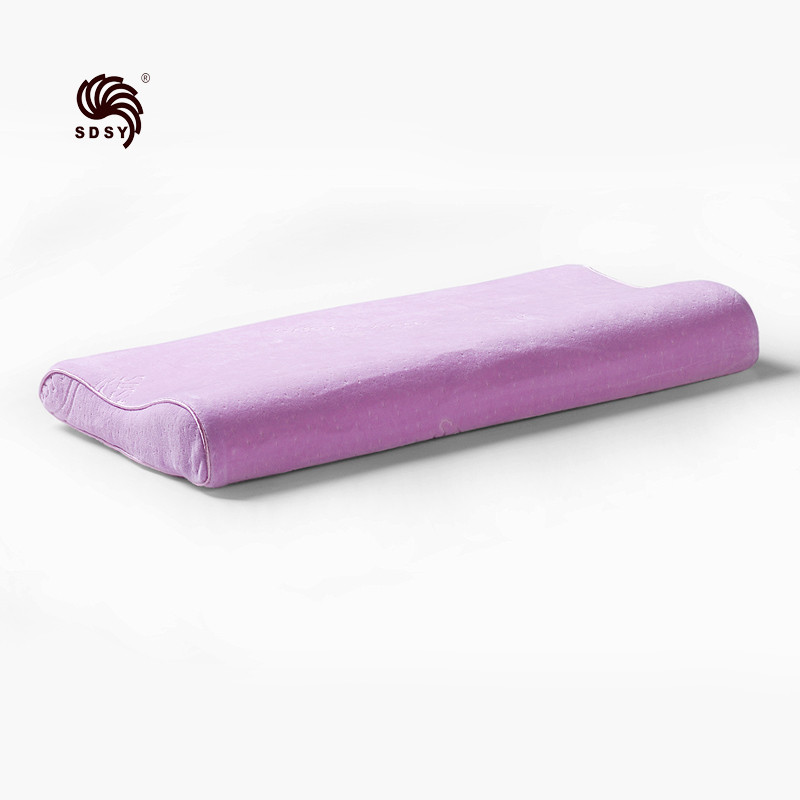 玛珥司 米黄50D浅紫50D斜纹布一等品棉布记忆棉长方形 枕头