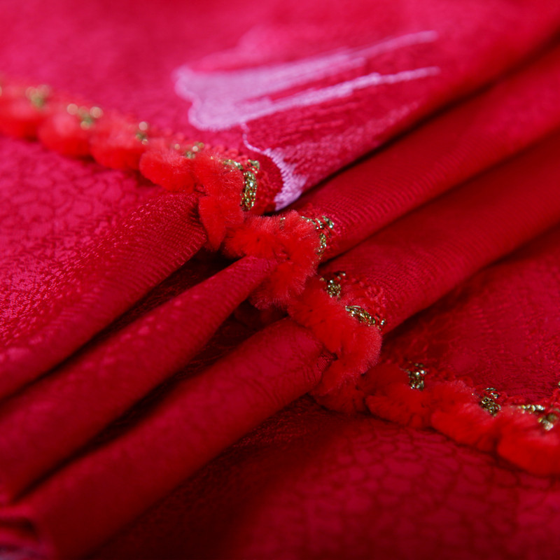 梦洁 活性印花现代中式涤棉贴布绣提花植物花卉床单式古典民族风 床品件套四件套