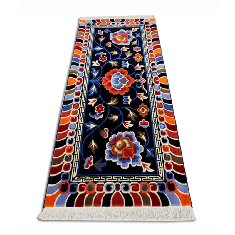 红叶 羊毛植物花卉长方形手工织造 水边牡丹花地毯