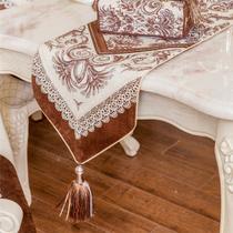 可可棕法国红珍珠米蕾丝植物花卉欧式 桌布