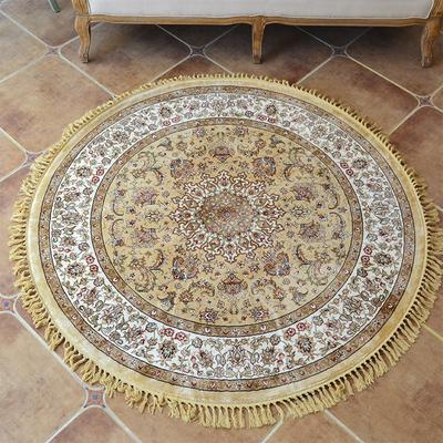 博尼亚 驼色蚕丝欧式叶子圆形欧美机器织造 地毯