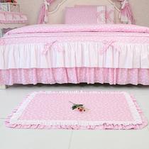 粉红色布卧室植物花卉韩式手工织造 地垫