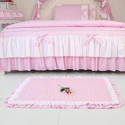 巧致生活 粉红色布卧室植物花卉韩式手工织造 地垫