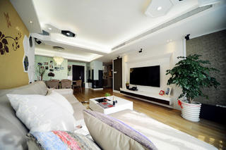 100平现代简约两居室装修电视背景墙设计